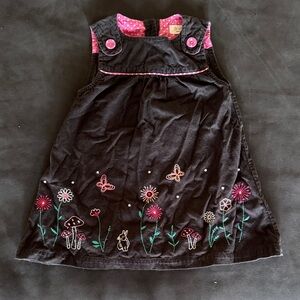 Charming Black Embroidered Kids Dress